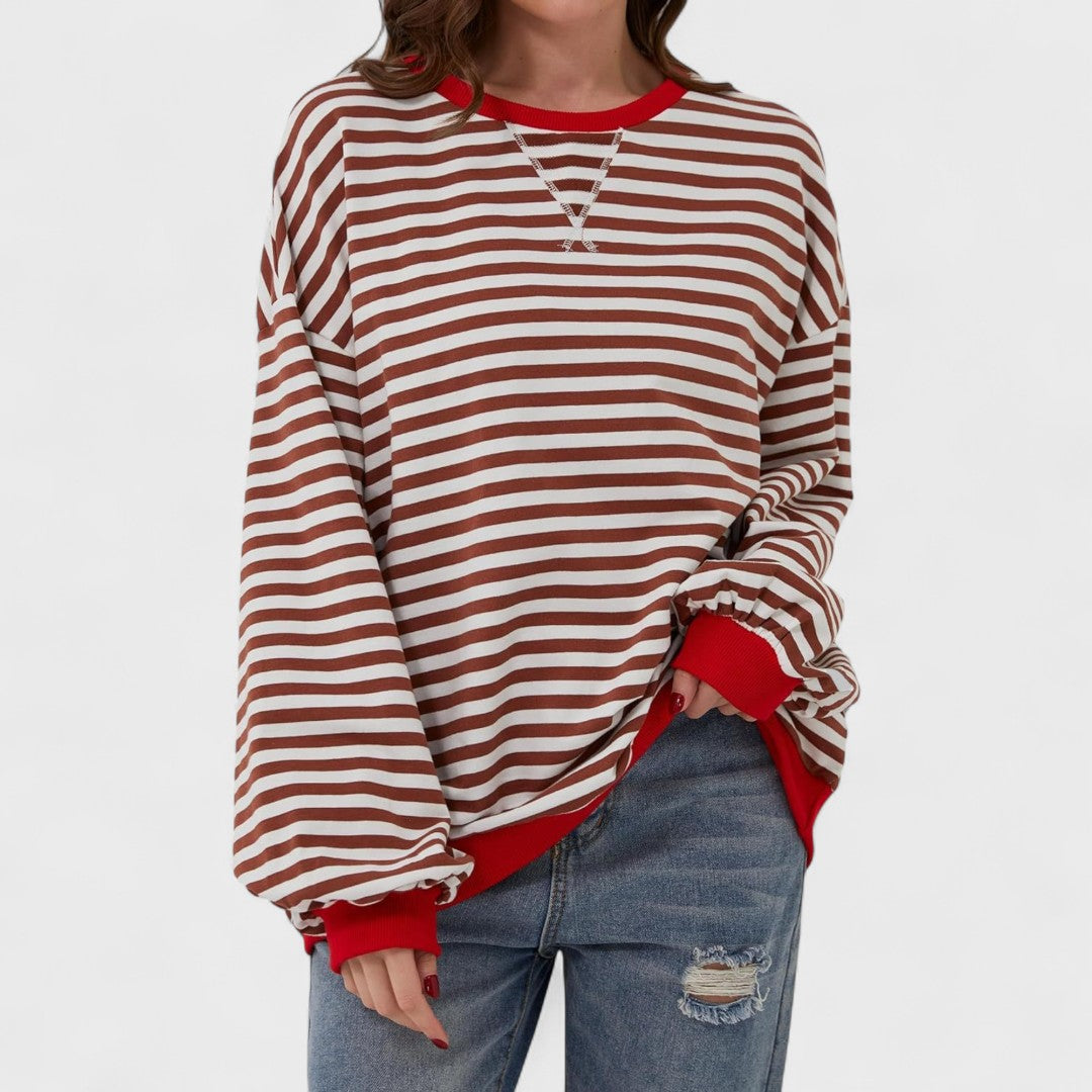 Anna - Felpa Casual a Strisce con Maniche Lunghe