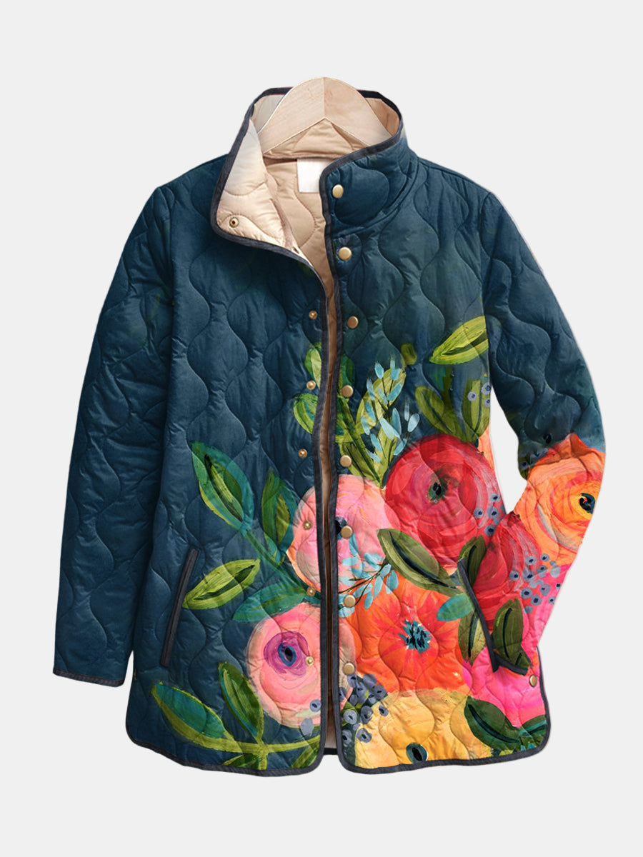 Amaya | Giacca trapuntata in stile vintage con stampa floreale