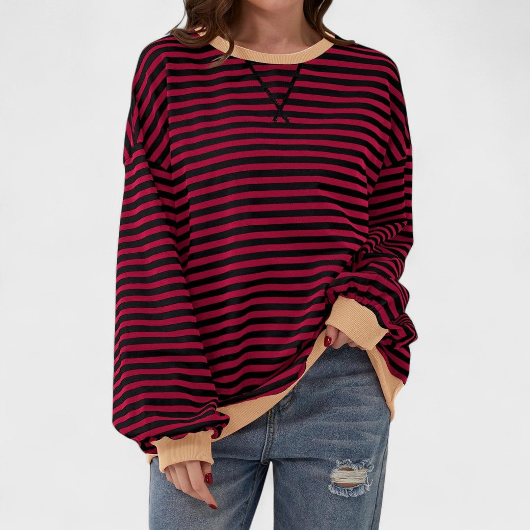 Anna - Felpa Casual a Strisce con Maniche Lunghe