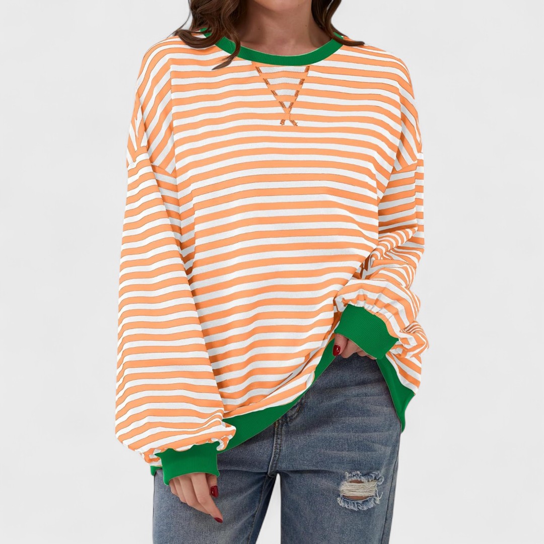 Anna - Felpa Casual a Strisce con Maniche Lunghe