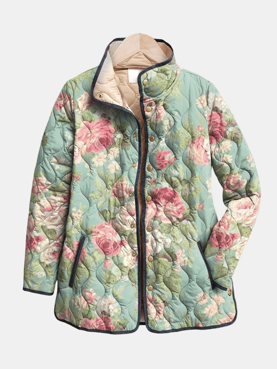Carys | Giacca Trapuntata con Stampa Floreale Retro