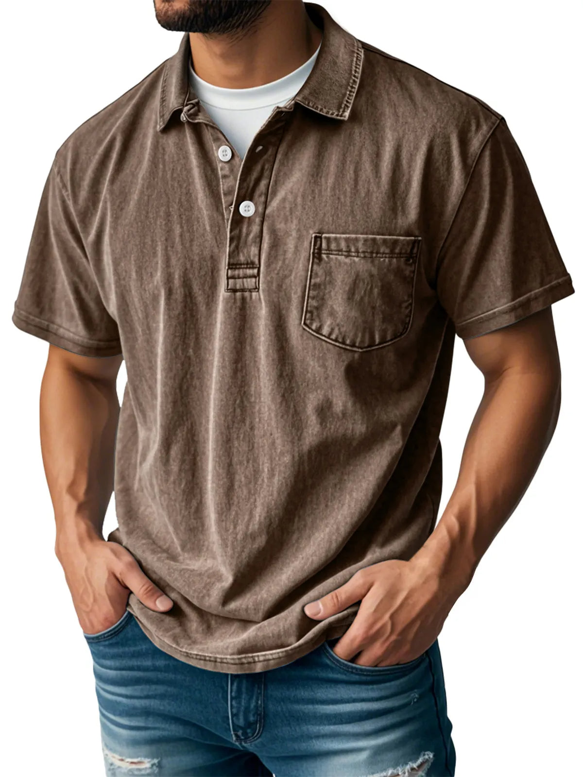 Sebastien™ - Polo-camicia casual vintage da uomo