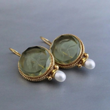 Orecchini Classici Retro con Pietre Verdi e Perle