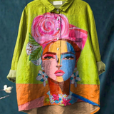 Lola | T-shirt Casual con Ritratto di Fredy in Stampa Oleosa