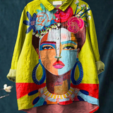 Lola | T-shirt Casual con Ritratto di Fredy in Stampa Oleosa