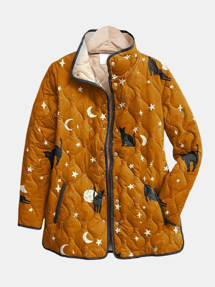 Eira | Giacca Trapuntata Nera Gattina Halloween Casual