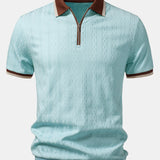 Polo in maglia strutturata con bordi a contrasto e cerniera