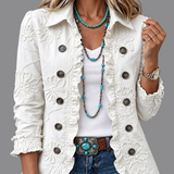 Camilla | Giacca boho-chic in ecru con ricami e volants