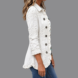 Camilla | Giacca boho-chic in ecru con ricami e volants