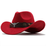 Cappello western in feltro con fascia con fibbia a forma di toro