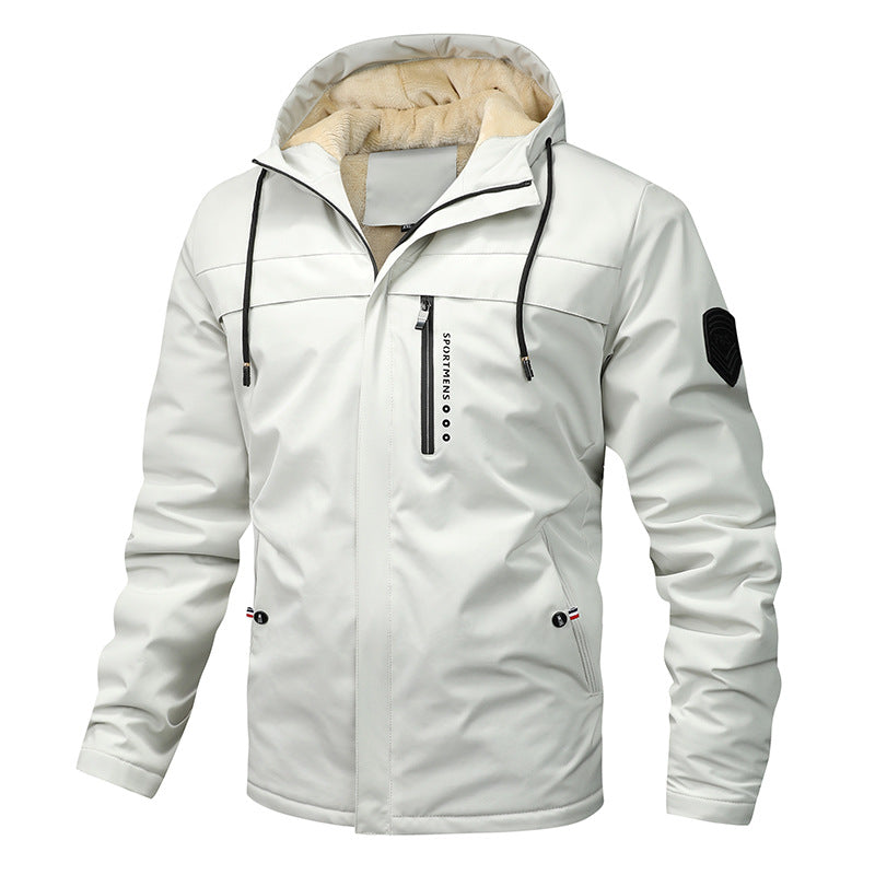 Giacca softshell da uomo antivento con cappuccio regolabile e fodera interna