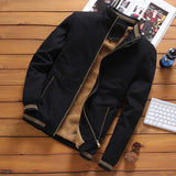 Giacca leggera da uomo in stile bomber con colletto alla coreana e bordi a coste a righe