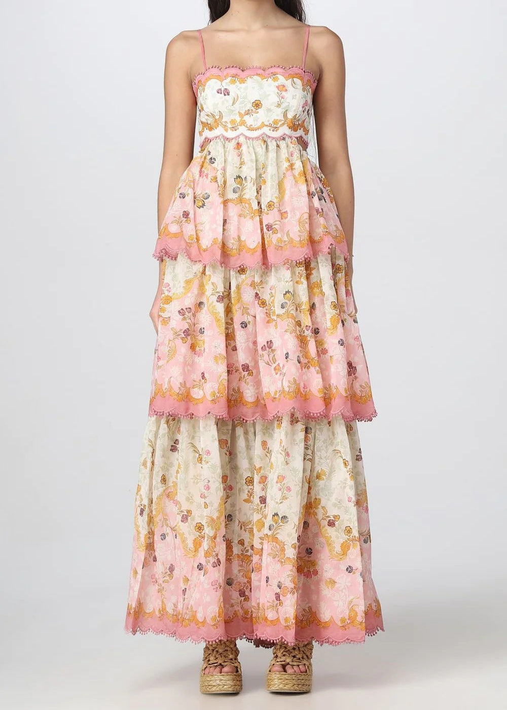 Abito maxi floreale da donna senza maniche