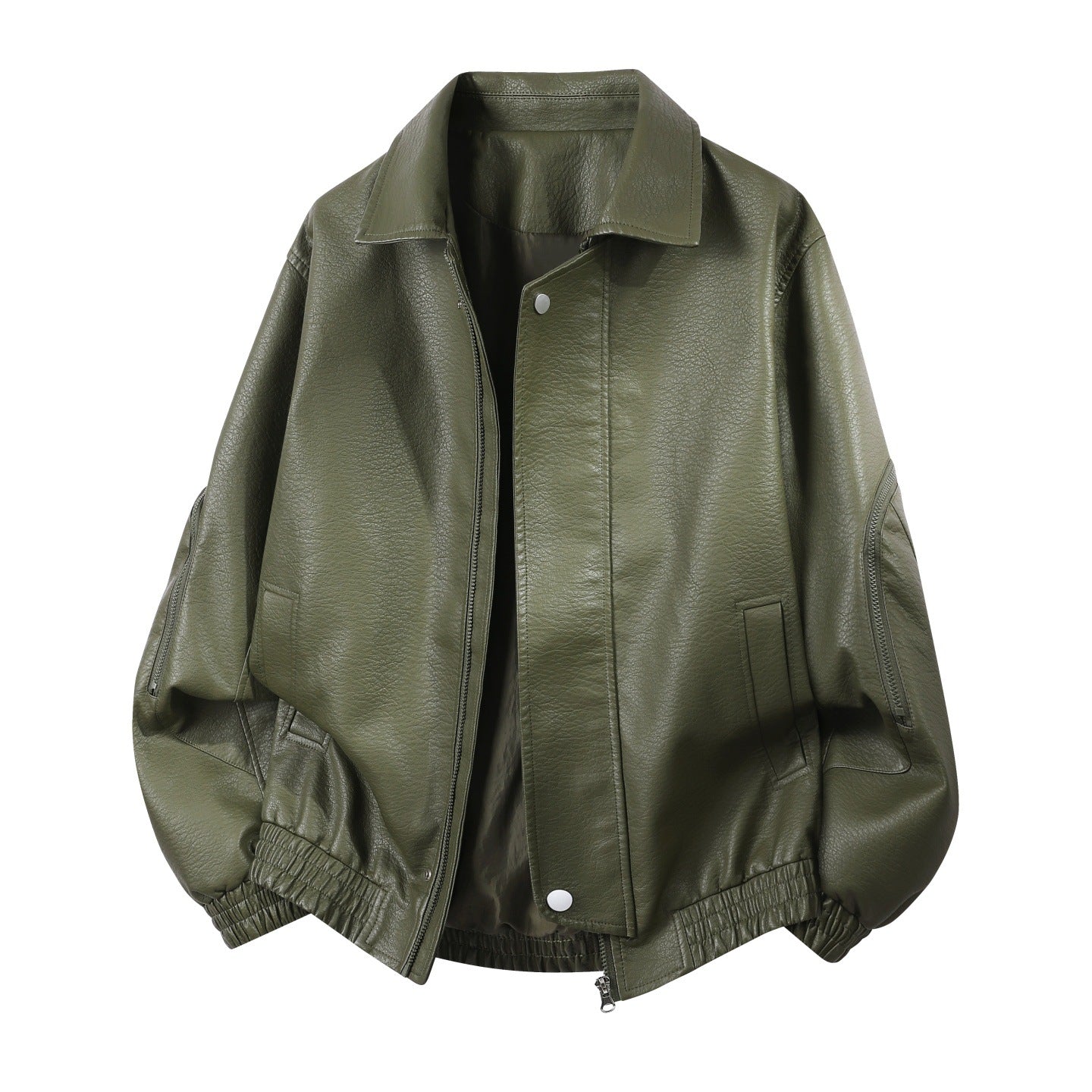 Blouson da uomo oversize con bordo elastico e cerniera nascosta