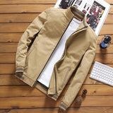Giacca leggera da uomo in stile bomber con colletto alla coreana e bordi a coste a righe