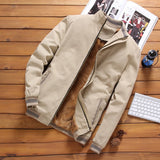 Giacca leggera da uomo in stile bomber con colletto alla coreana e bordi a coste a righe