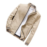 Giacca leggera da uomo in stile bomber con colletto alla coreana e bordi a coste a righe