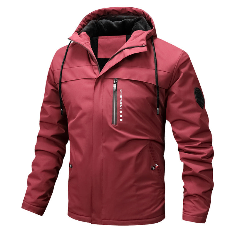 Giacca softshell da uomo antivento con cappuccio regolabile e fodera interna