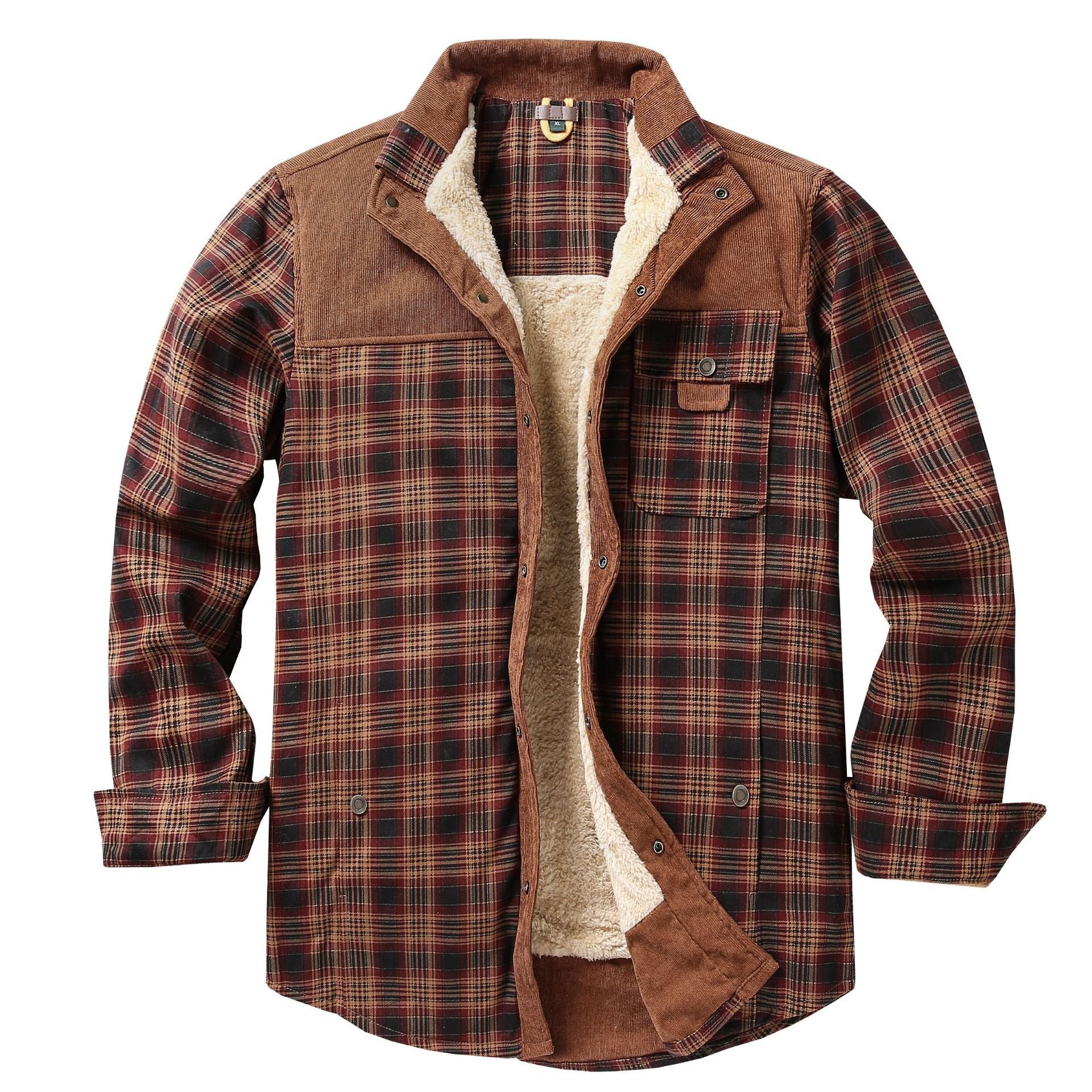 Giacca-camicia da uomo a quadri con tasche