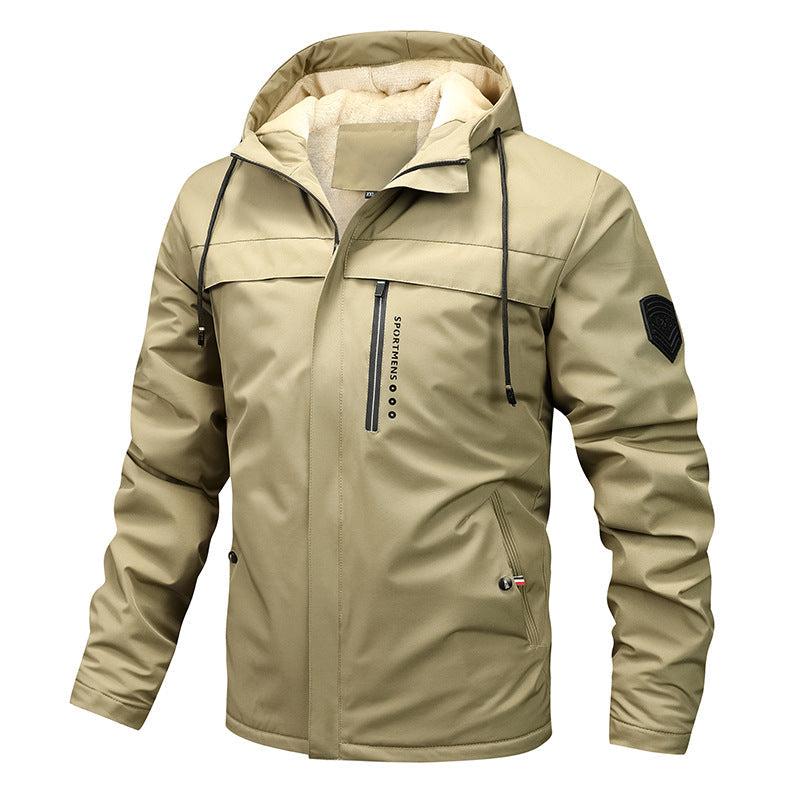 Giacca softshell da uomo antivento con cappuccio regolabile e fodera interna