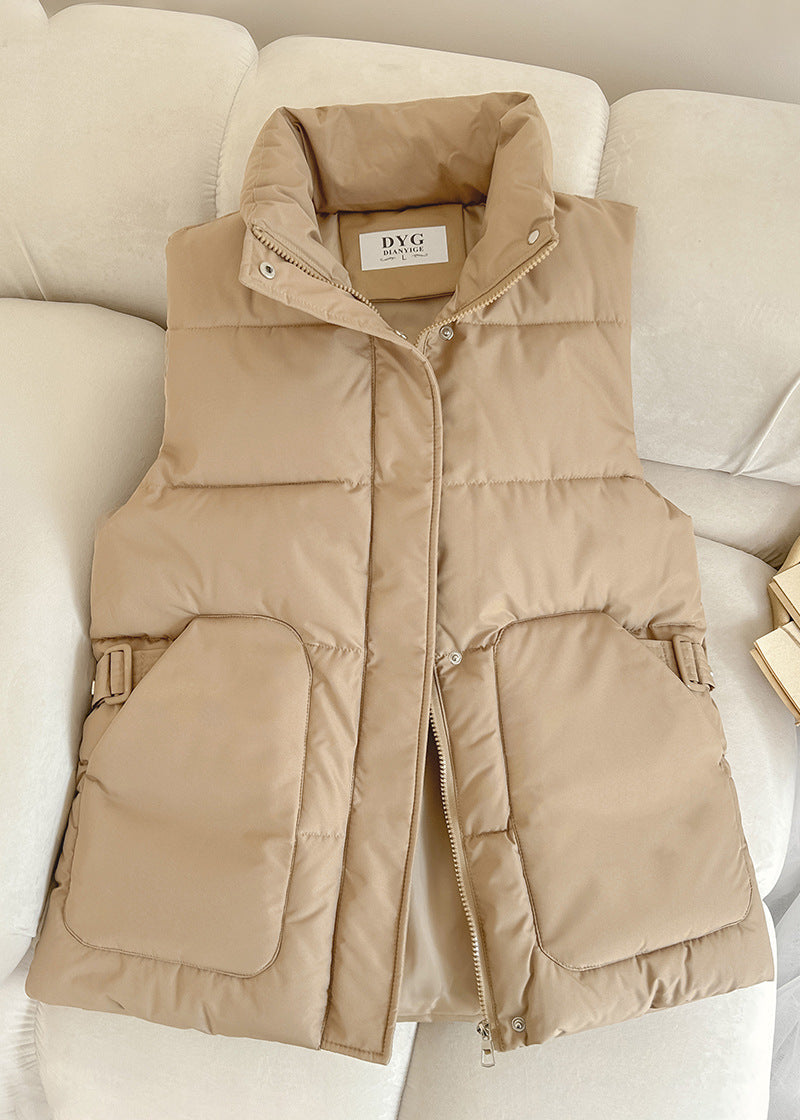 Gilet utility da donna imbottito con colletto rialzato e grandi tasche con patta
