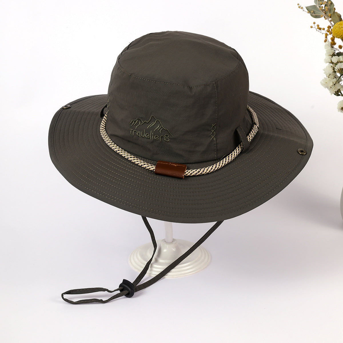 Cappello parasole da donna a tesa larga con fascia per la nuca