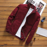 Giacca leggera da uomo in stile bomber con colletto alla coreana e bordi a coste a righe