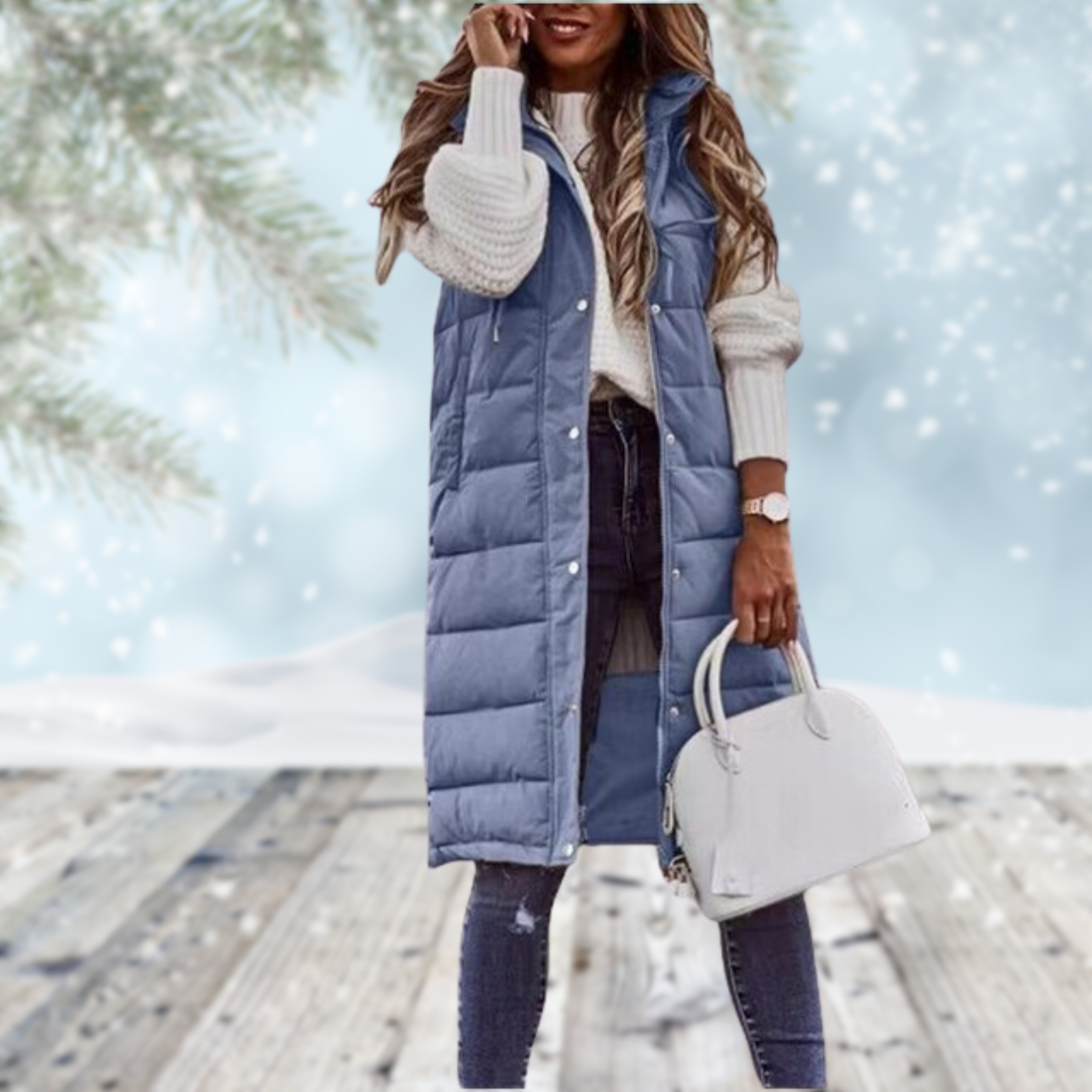 Gilet lungo da donna con tasche