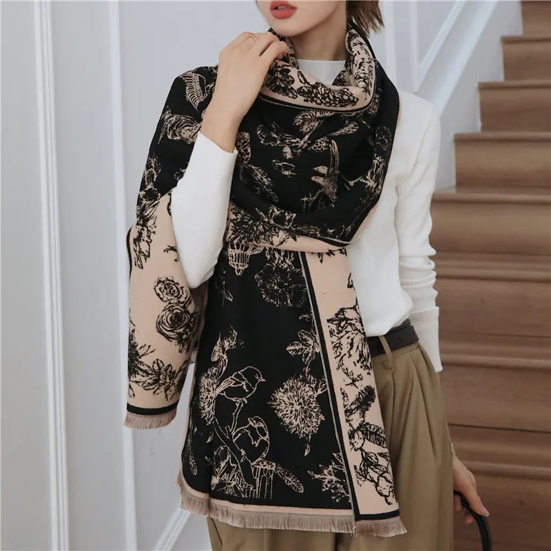 Sciarpa oversize da donna con motivo floreale