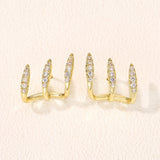 Orecchini Eleganti con Strass a Tre Griffe