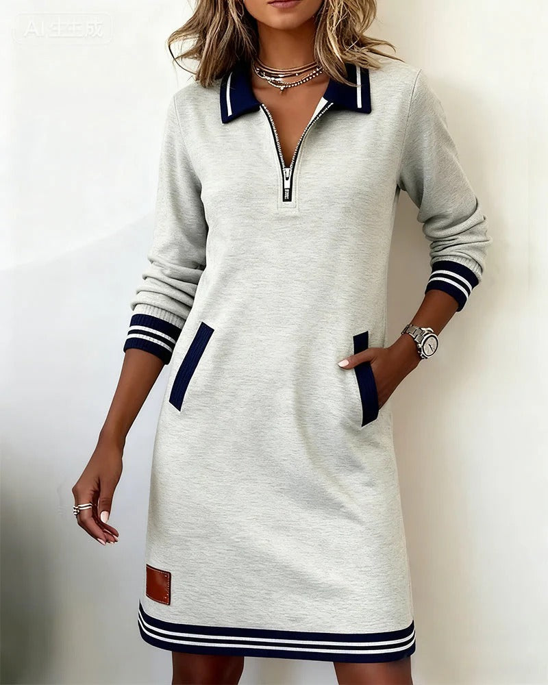 Elegante abito in cotone a maniche lunghe