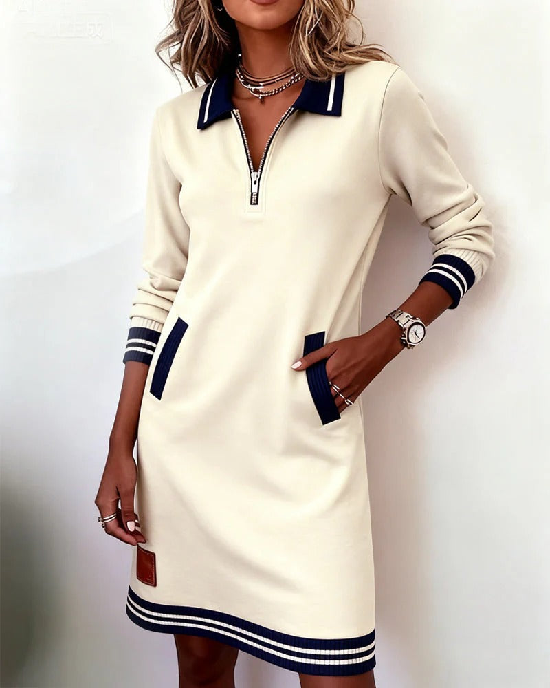 Elegante abito in cotone a maniche lunghe
