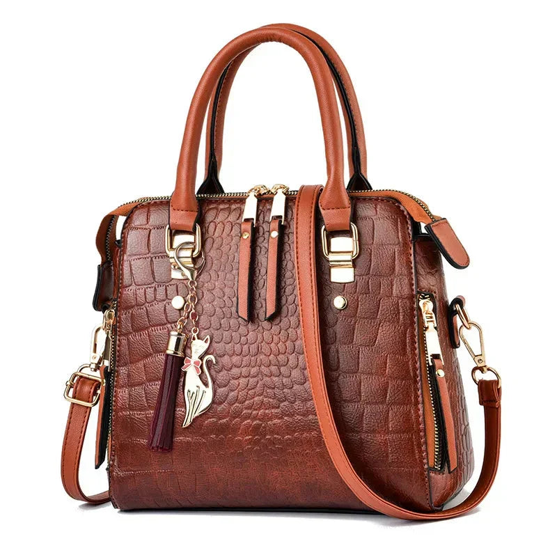 Borsa con effetto pelle di coccodrillo