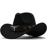 Cappello western in feltro con fascia con fibbia a forma di toro