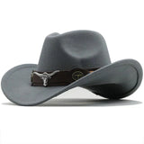 Cappello western in feltro con fascia con fibbia a forma di toro